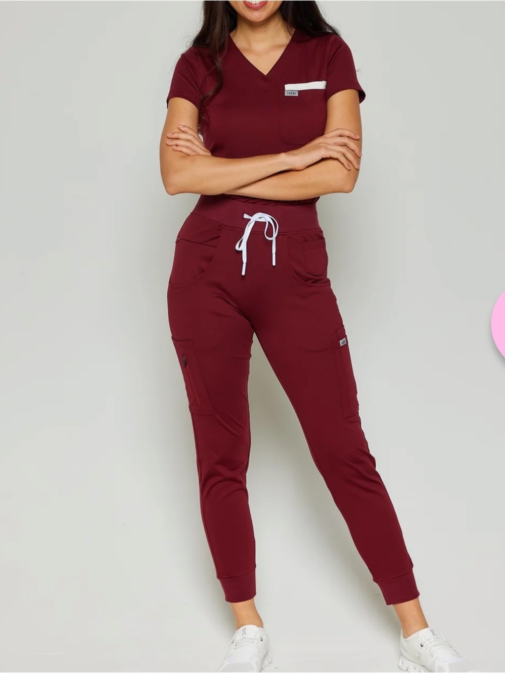 Ashh Aneesa Maroon Scrub top + joggers